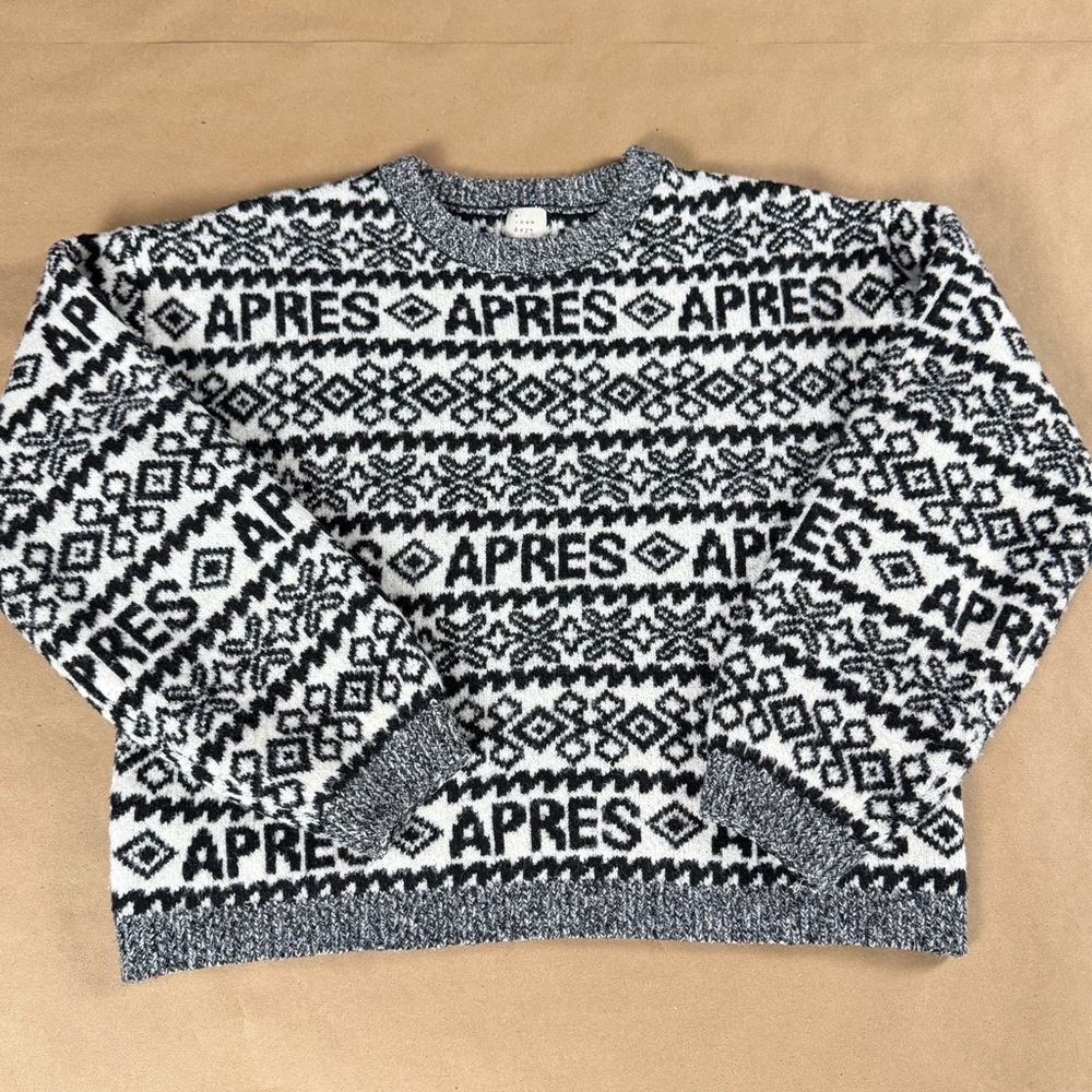 A New Day | Après Fair Isle Sweater | Black White | Women’s M | NWOT